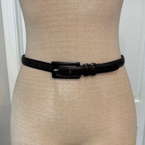 Jones New York sz S black fullgrain croco embossed calfskin belt